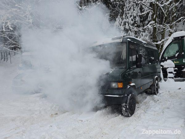 Qualmentwicklung der Dieselheizung mit originalem Webasto-Auspuff