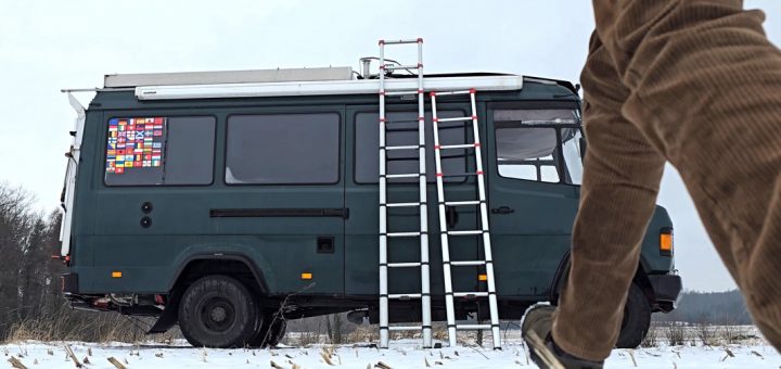 Vergleich der Hailo Auszugsleiter mit 11 und 9 Stufen am Wohnmobil