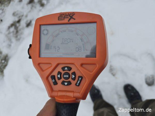 Anzeige des Metalldetektors