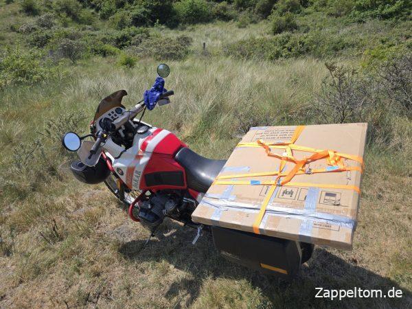 Gepäcktransport auf der BMW GS
