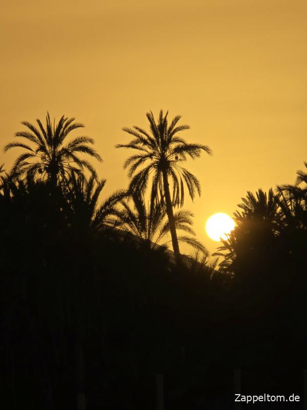 Sonnenuntergang über der Bergoase Mides