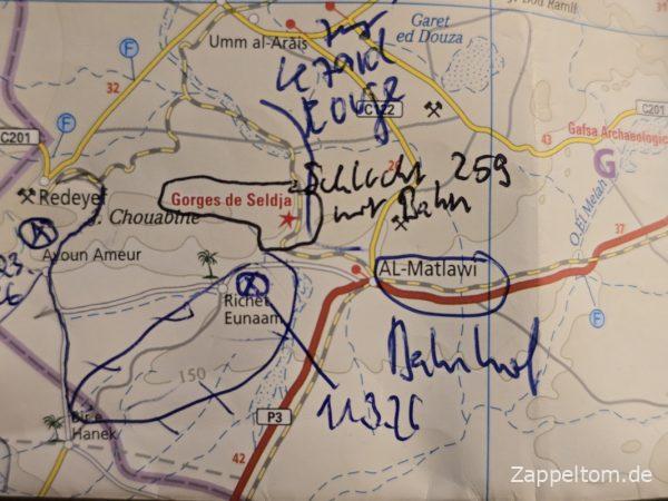 Seldja-Schlucht (Tunesienkarte Reise Know-How)